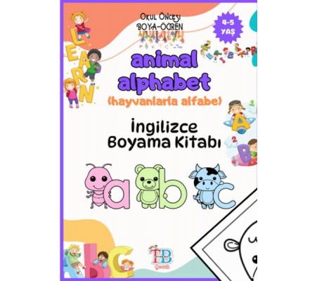 Animal Alphabet (Hayvanlarla Alfabe) Boyama Kitabı