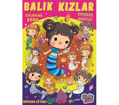 Balık Kızlar Boyama Kitabı Popsticker