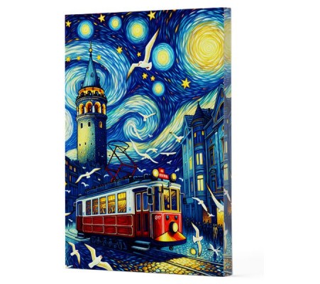 Van Gogh 1 - Galata Çizgili Yan Boyamalı Defter