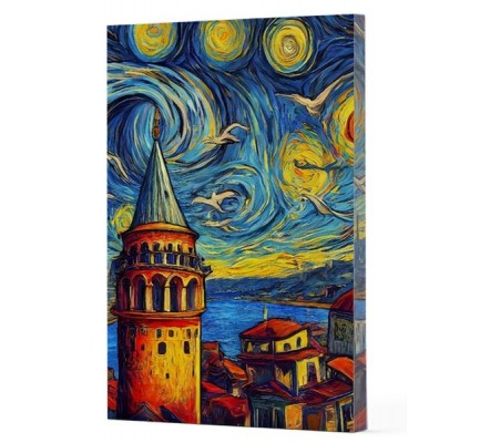 Van Gogh 5 - Galata Çizgili Yan Boyamalı Defter