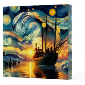 Van Gogh 2 Gemi - Çizgisiz Yan Boyamalı Defter