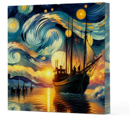 Van Gogh 2 Gemi - Çizgisiz Yan Boyamalı Defter