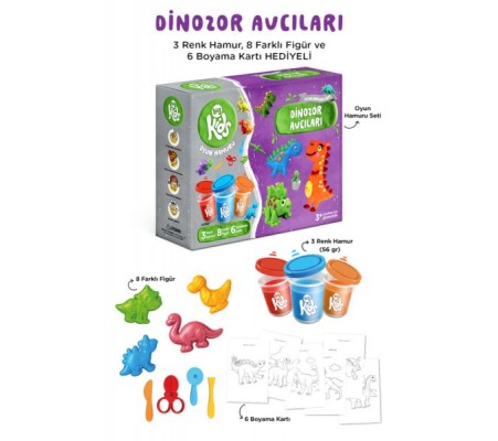 Dinozor Avcıları Oyun Hamuru Seti (17 Parça - 352 Gr)