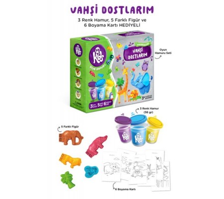 Vahşi Dostlarım Oyun Hamuru Seti (14 Parça - 344 Gr)