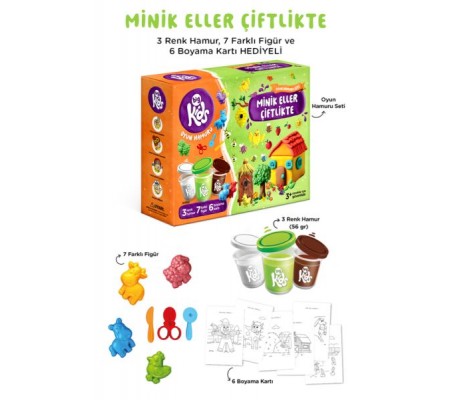 Minik Eller Çiftlikte Oyun Hamuru Seti (16 Parça - 340 Gr)