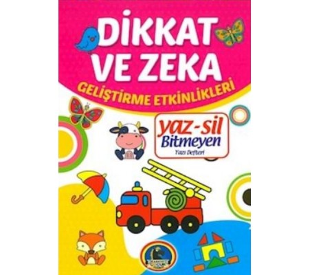 Yaz-Sil Dikkat ve Zeka Bitmeyen Yazı Defteri+Tahta Kalem