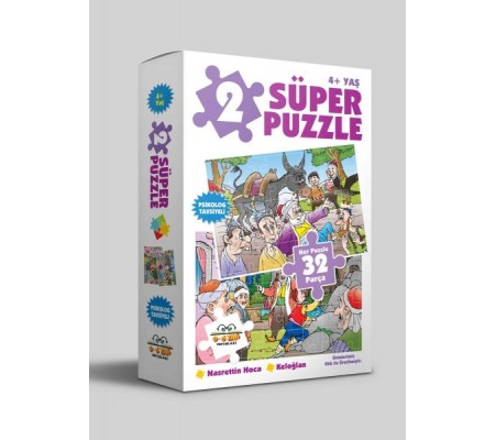 2 Süper Puzzle - Nasrettin Hoca Keloğlan +4 Yaş