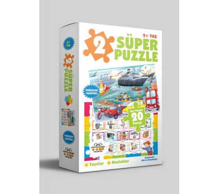 2 Süper Puzzle - Taşıtlar - Meslekler 2+ Yaş