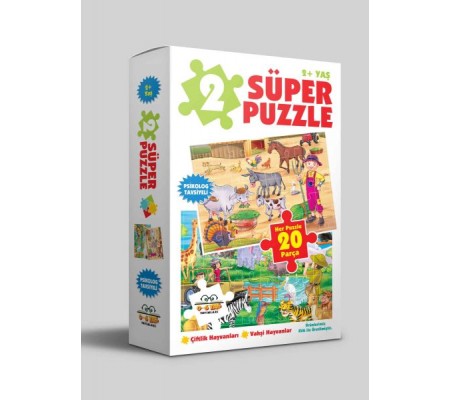 2 Süper Puzzle - Çiftlik Hayvanları - Vahşi Hayvanlar 2+ Yaş