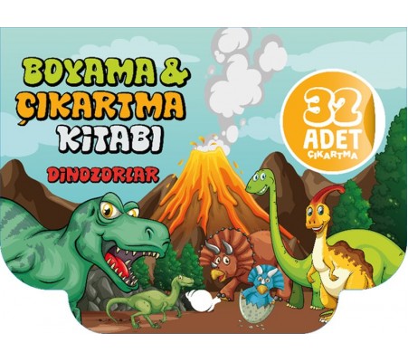 Dinozorlar Boyama ve Çıkartma Kitabı