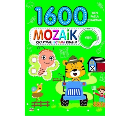 1600 Mozaik Çıkartmalı Boyama Kitabım Yeşil Kitap