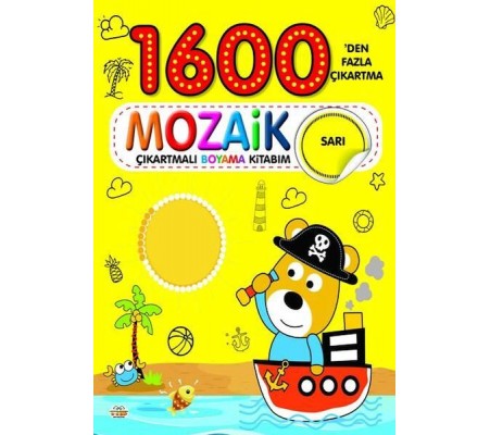 1600 Mozaik Çıkartmalı Boyama Kitabım Sarı Kitap