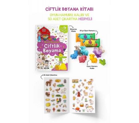 Çiftlik Boyama Kitabı - Oyun Hamurlu - 3 Yaş + Çiftlik Boyama Kitabı - Oyun Hamurlu - 3 Yaş +