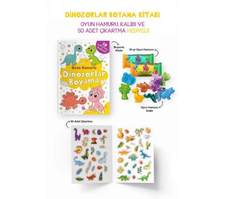 Dinozorlar Boyama Kitabı - Oyun Hamurlu - 3 Yaş + Dinozorlar Boyama Kitabı - Oyun Hamurlu - 3 Yaş +