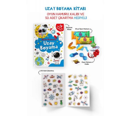 Uzay Boyama Kitabı - Oyun Hamurlu - 3 Yaş + Uzay Boyama Kitabı - Oyun Hamurlu - 3 Yaş +