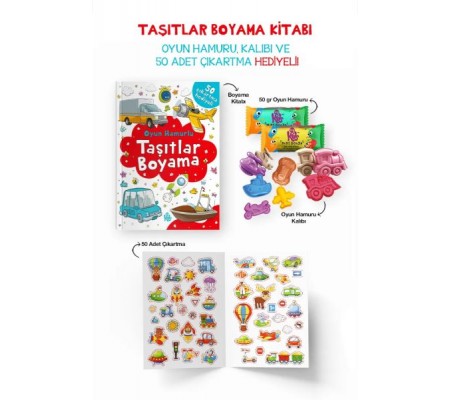 Taşıtlar Boyama Kitabı - Oyun Hamurlu - 3 Yaş + Taşıtlar Boyama Kitabı - Oyun Hamurlu - 3 Yaş +